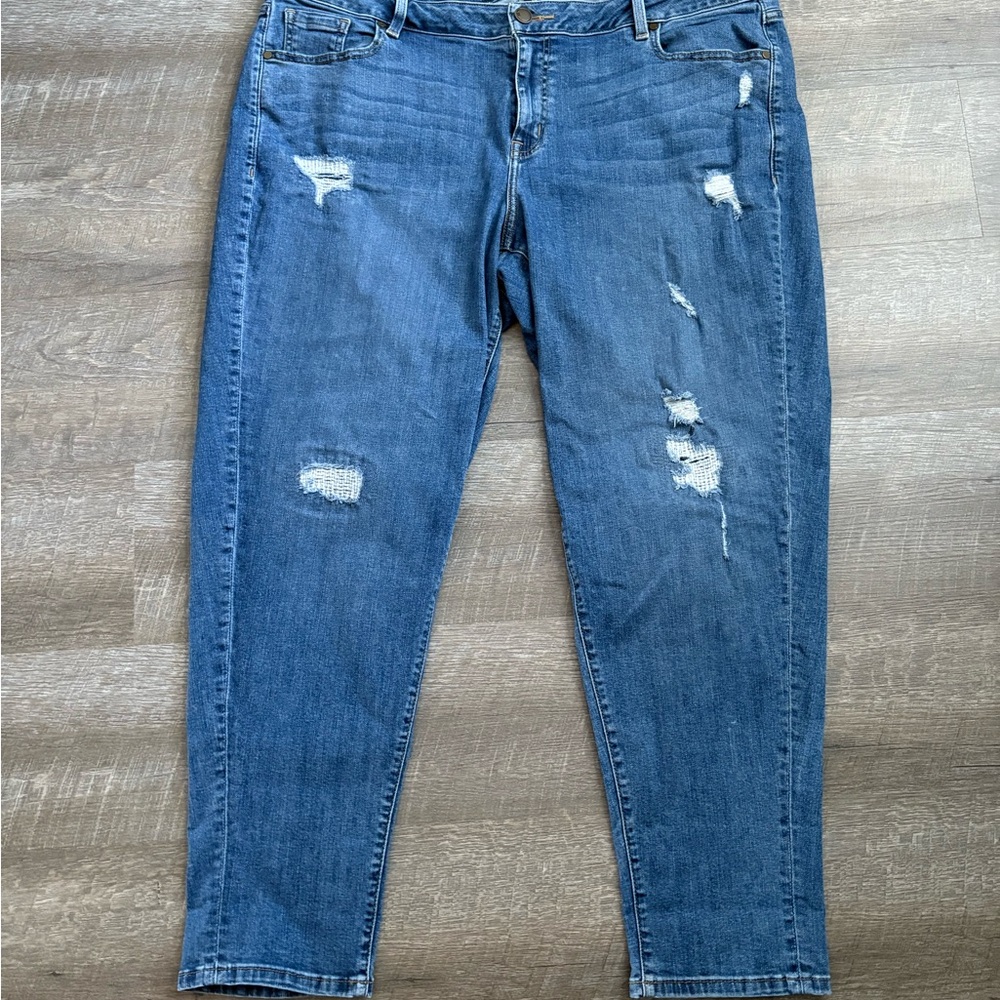 Lane Bryant Distressed Boyfriend Blue Jeans